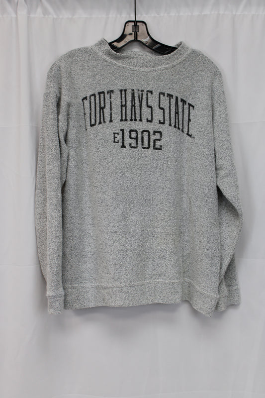 MV Sport Fort Hays State 1902 Long Sleeve Crewneck, Gray, Women’s S