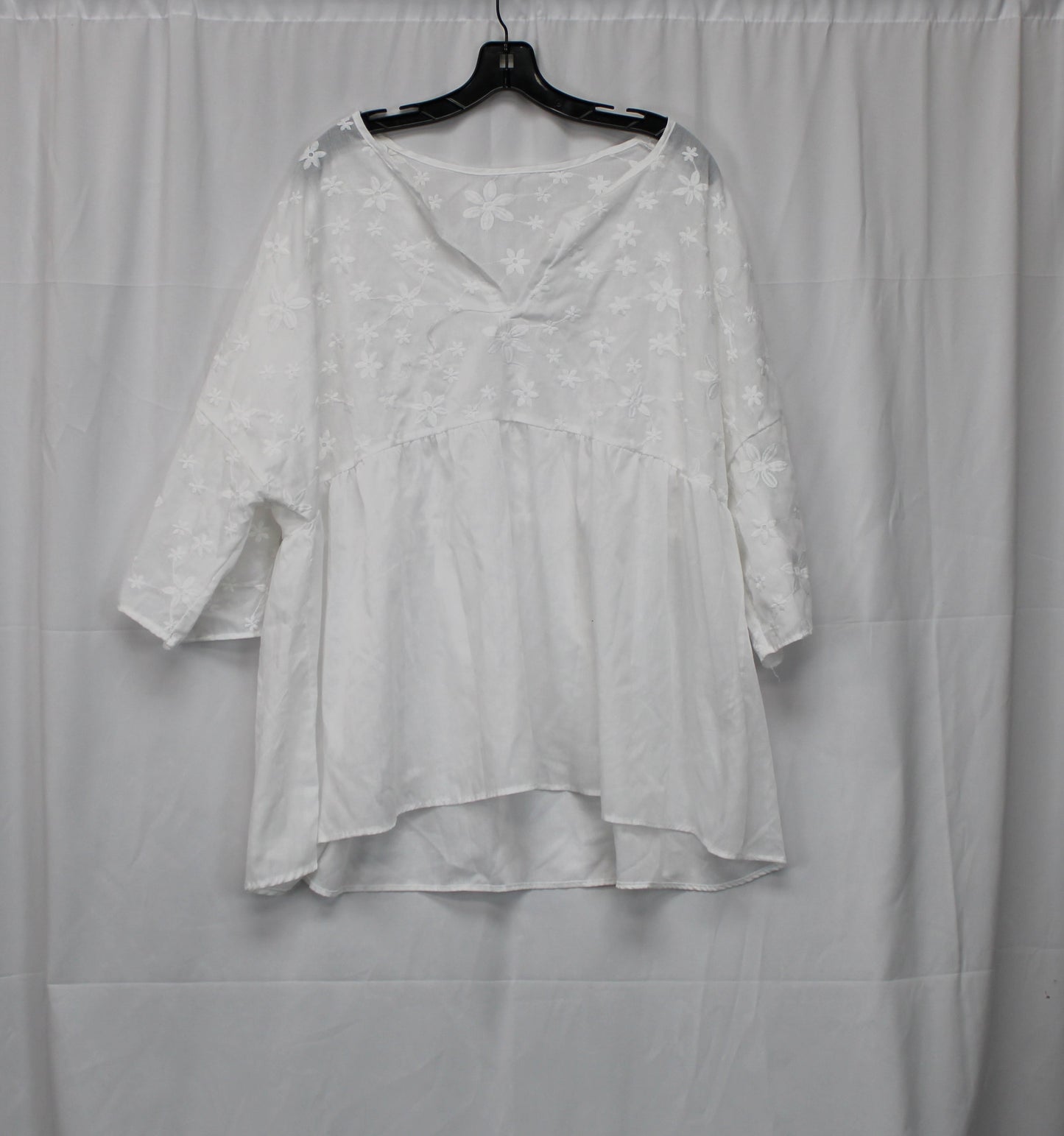 SHIEN Quarter Length Sleeve Flowy Blouse, White, Women’s XXXXL