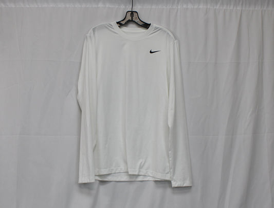 The Nike Tee Dri-Fit Long Sleeve Shirt, White, Men’s M