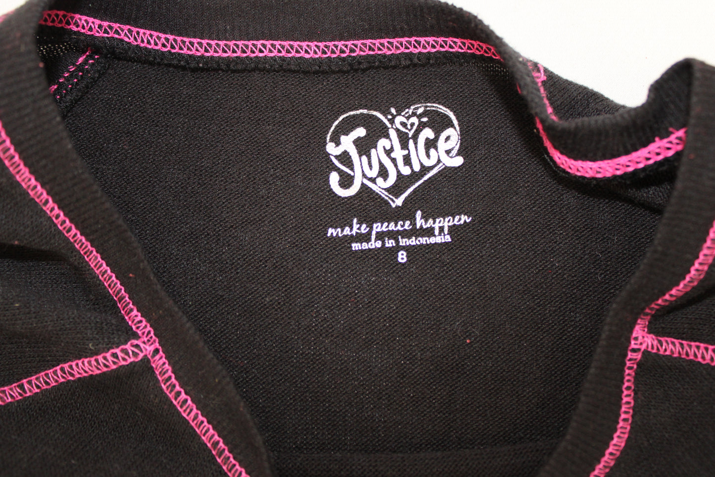 Justice Neon Best Friends Long Sleeve T-Shirt, Black/Pink, Girls 8