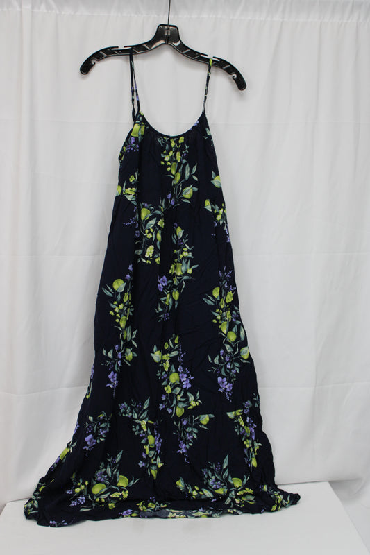 Time & Tru Floral Spaghetti Strap Dress, Back/Green, Women’s L