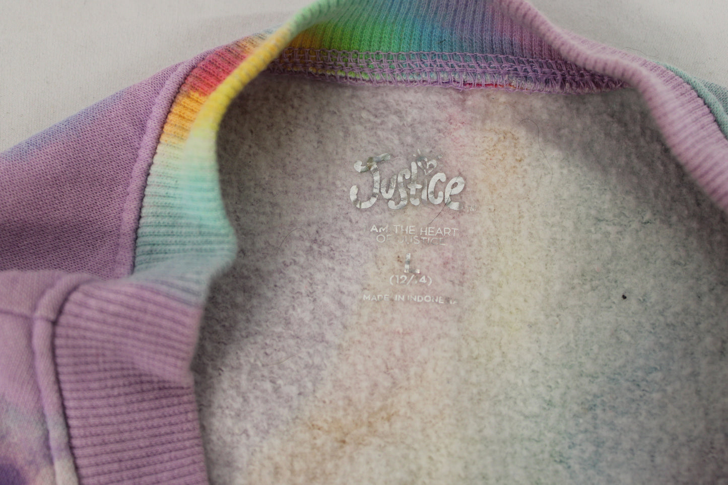 Justice Graphic Crewneck Tie Dye Sweater, Purple, Girls L