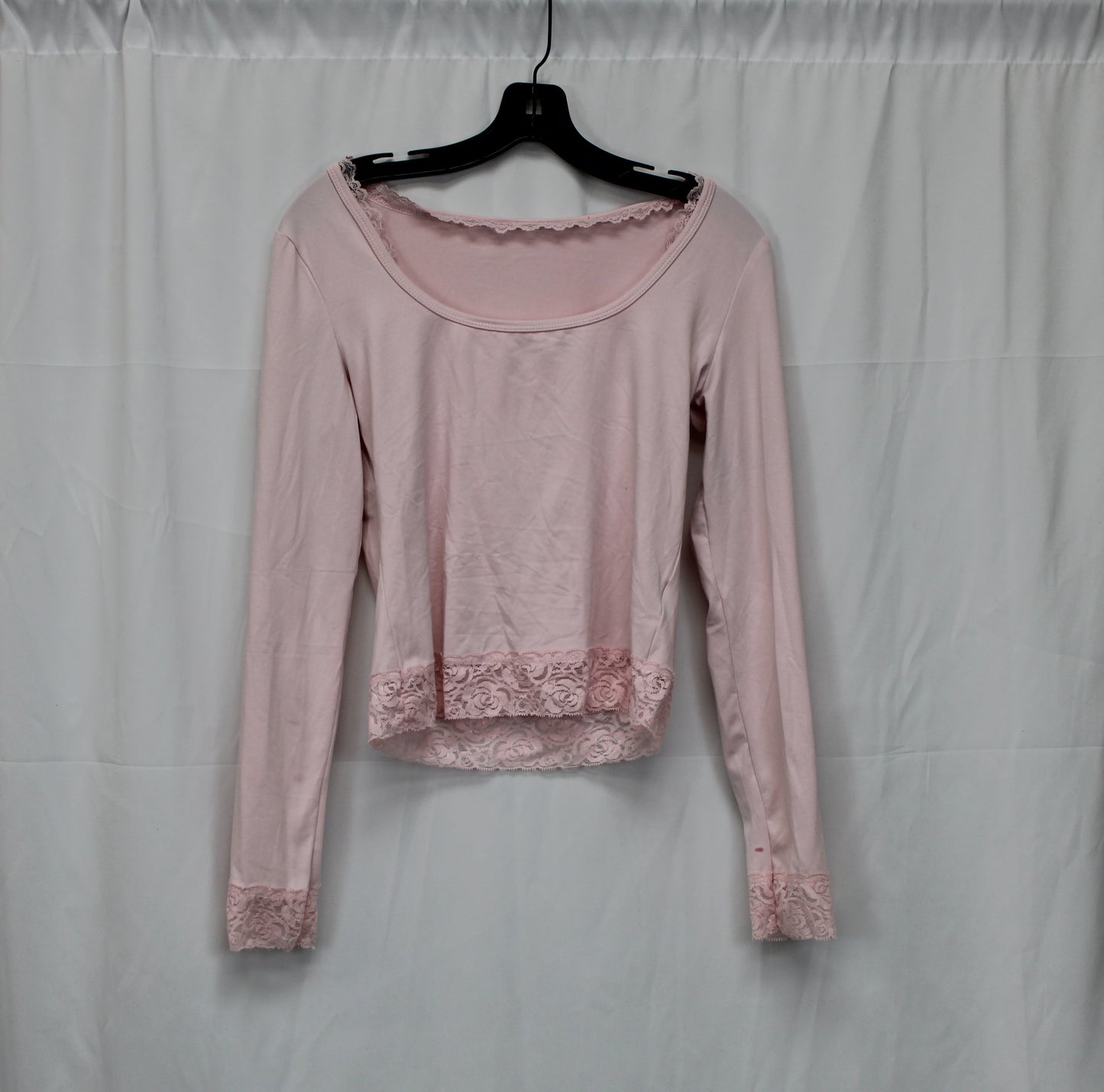 SHIEN Long Sleeve Lace Lined Top, Pink, Women’s L