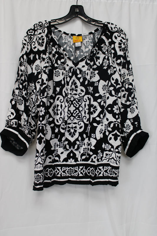 Ruby Rd. Patterned Blouse, Black/White, Women’s L