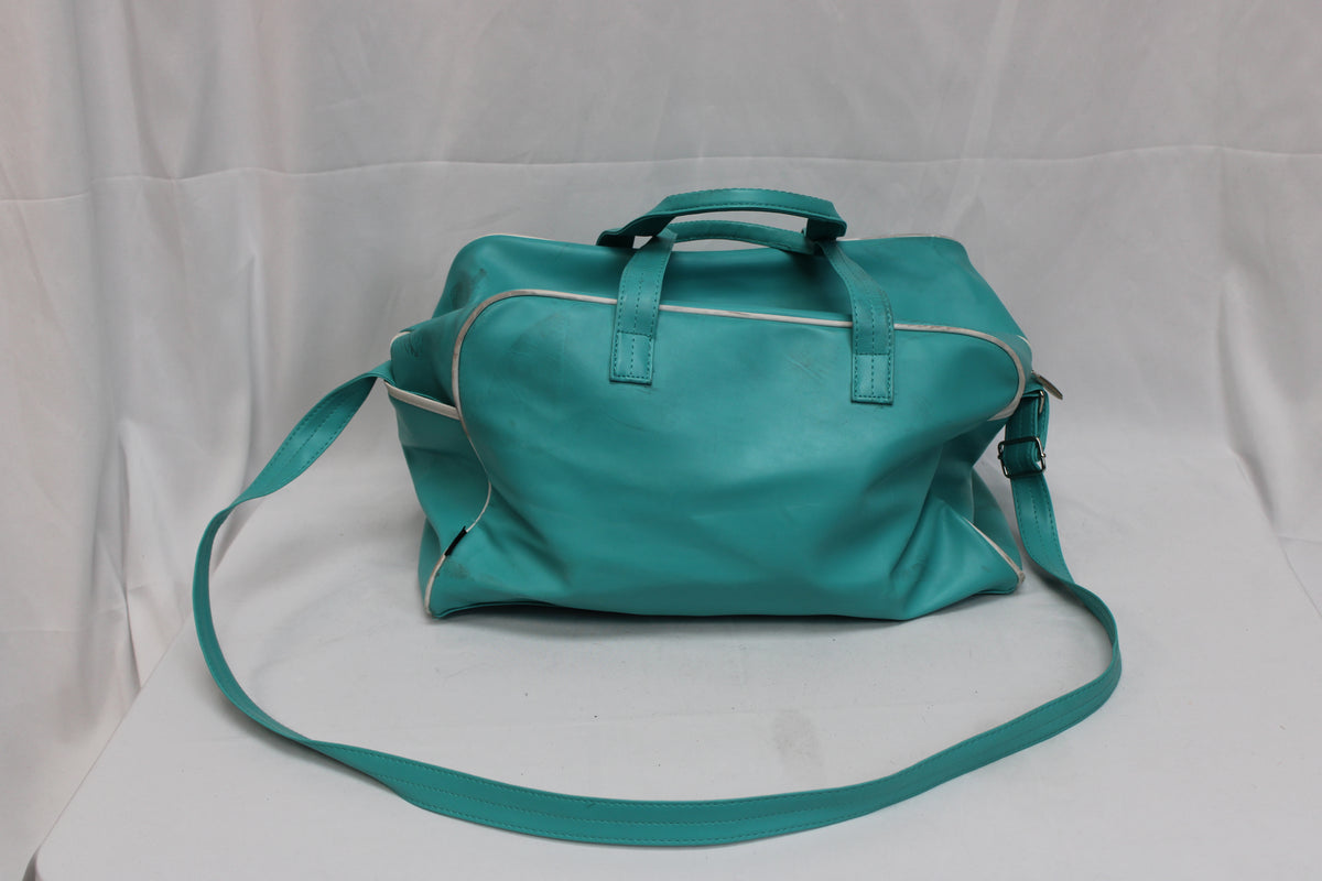 Gemline 1970s Vintage Leather Travel Duffle Bag, Blue
