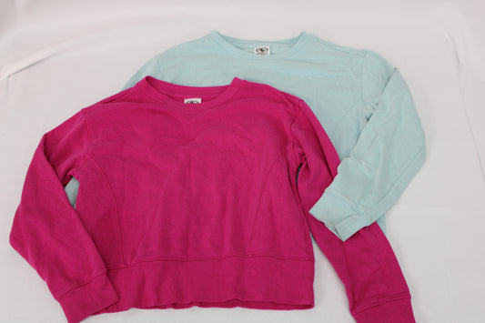 Athletic Works Long Sleeve Crewneck Bundle (2), Pink/Blue, Girls M