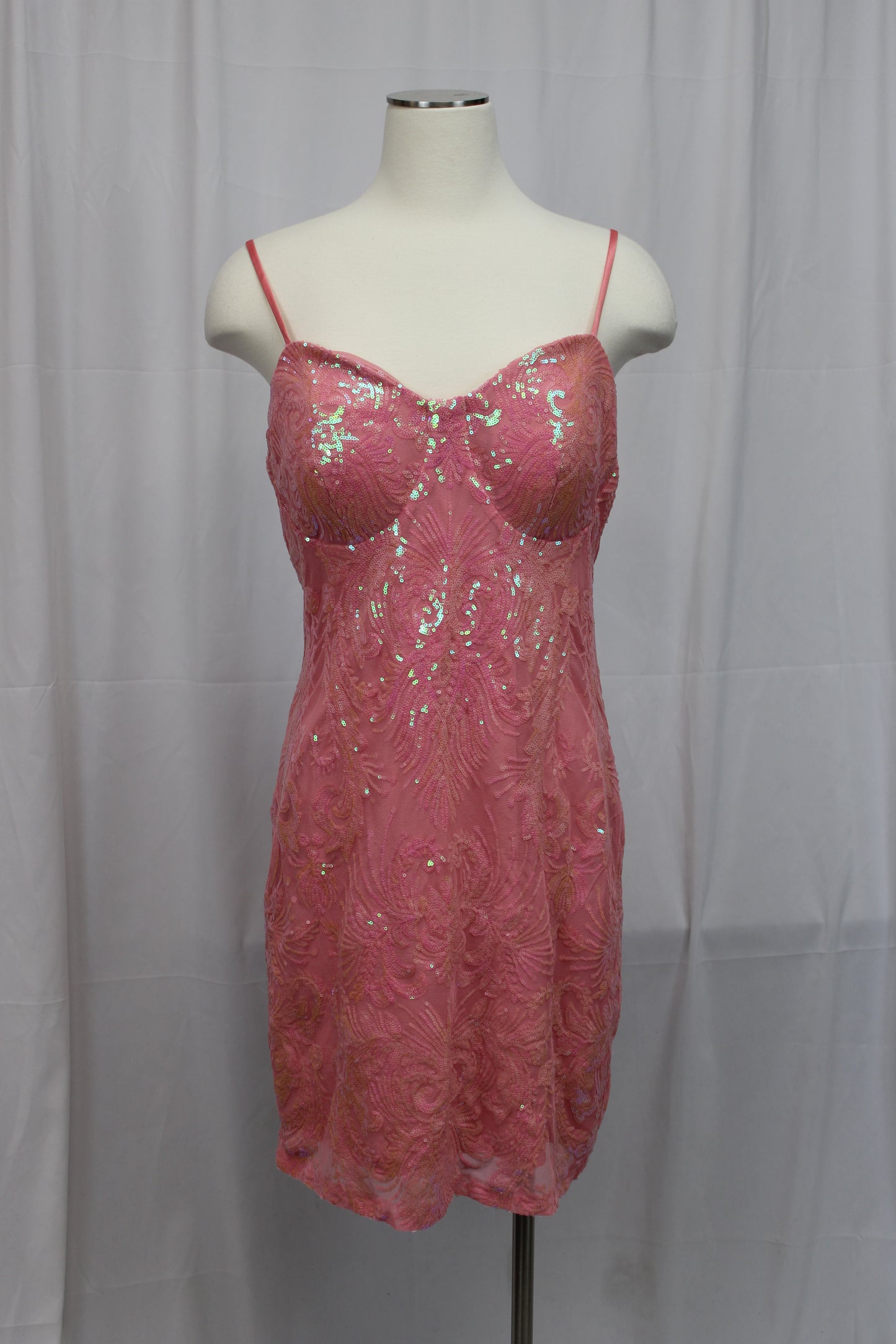 Next Up Spaghetti Strap Sequin Mini Dress, Pink, Women’s 15/16