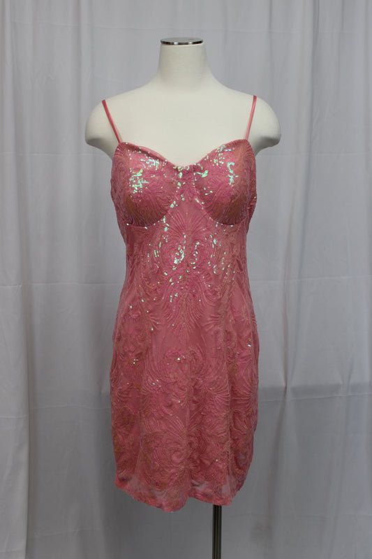 Next Up Spaghetti Strap Sequin Mini Dress, Pink, Women’s 15/16