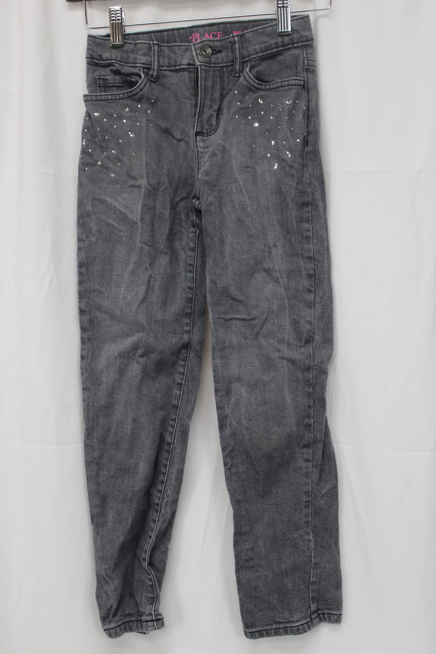 PLACE Straight Leg Sequin Jeans, Gray, Girls 8