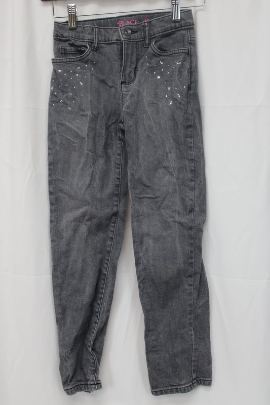 PLACE Straight Leg Sequin Jeans, Gray, Girls 8