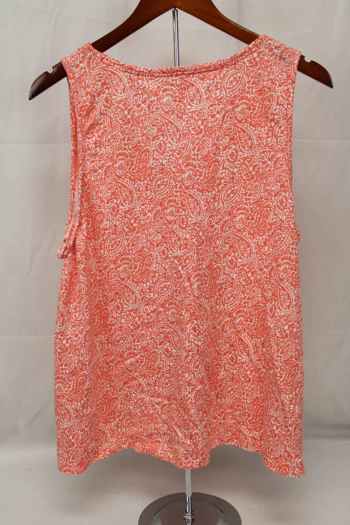 Land’s End Button Up Floral Tank Top, Coral, Women’s XL