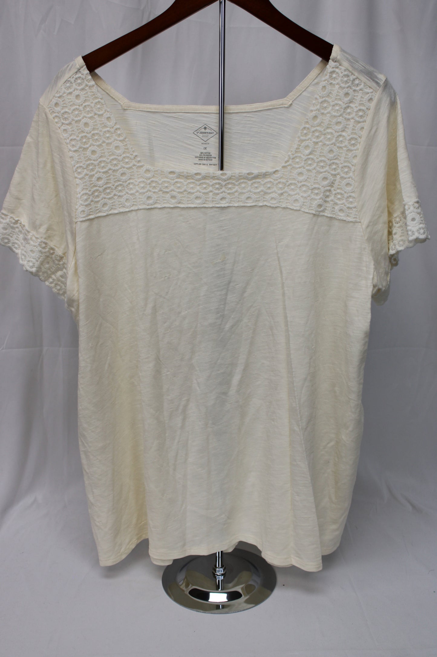 St John’s Bay Short Sleeve Top, Beige, Women’s XL