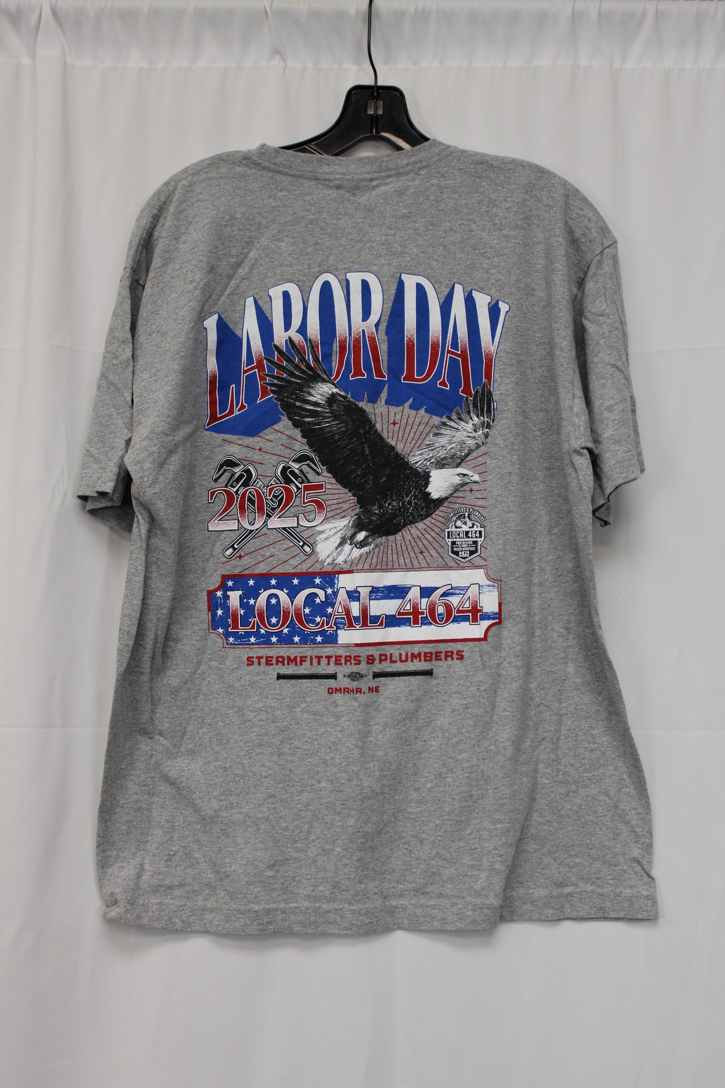 Bayside The True American Labor Day Short Sleeve T-Shirt, Gray, Men’s L