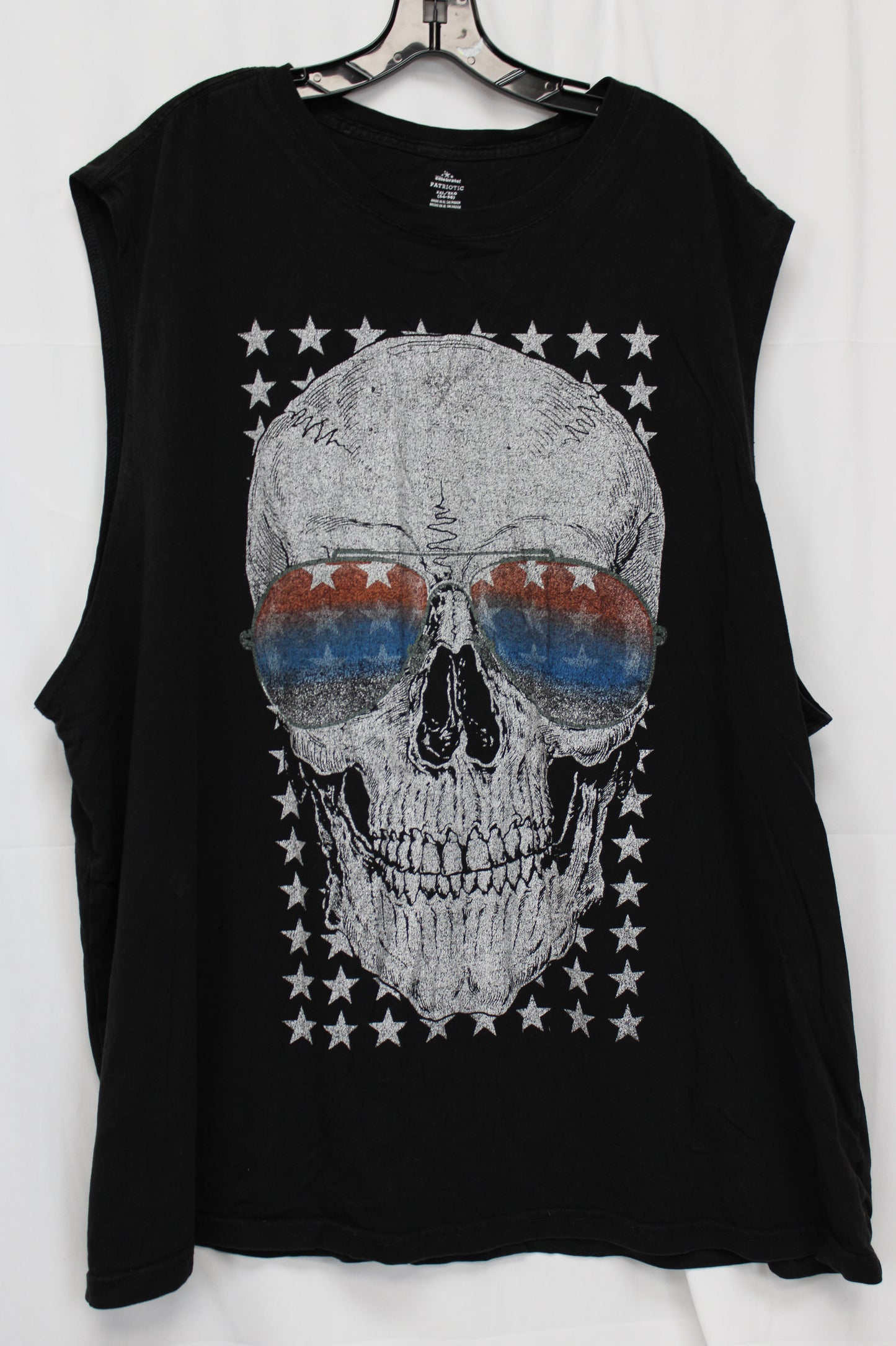 Way to Celebrate! Patriotic Skull Tank Top, Black, Men’s XXXL