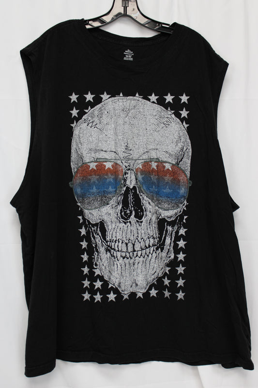 Way to Celebrate! Patriotic Skull Tank Top, Black, Men’s XXXL