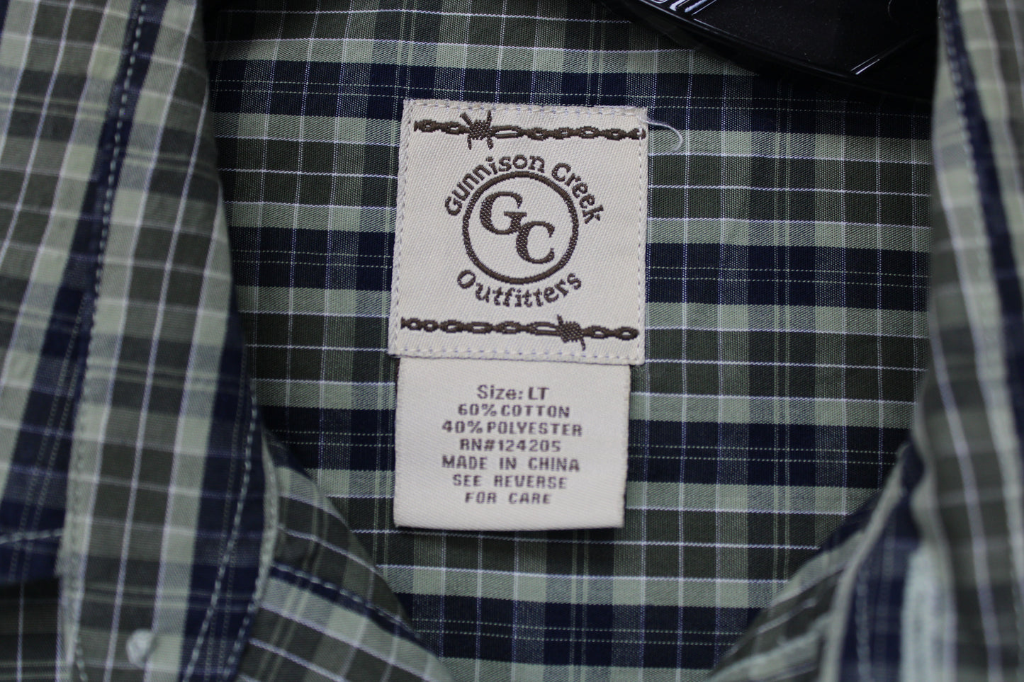 Gunnison Creek Outfitters Long Sleeve Plaid Button Up, Green, Men’s L Tall