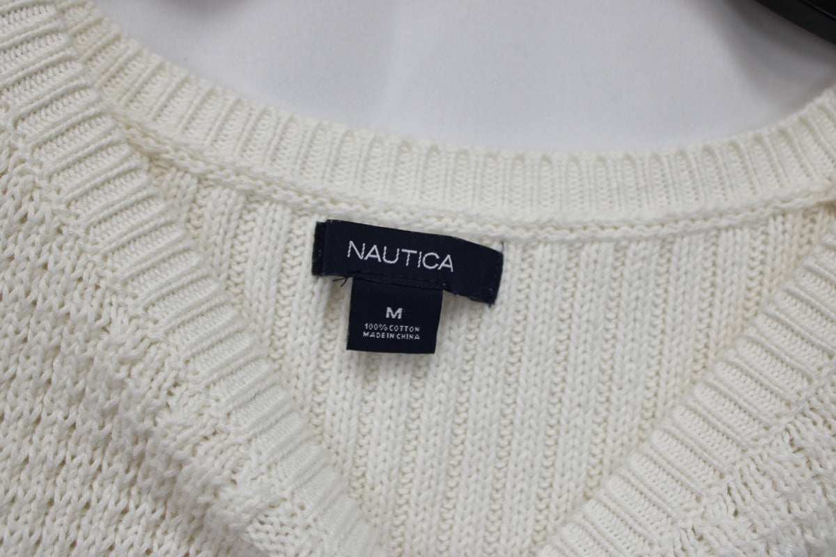 Nautica Long Sleeve Knit Sweater Dress, White, Women’s M