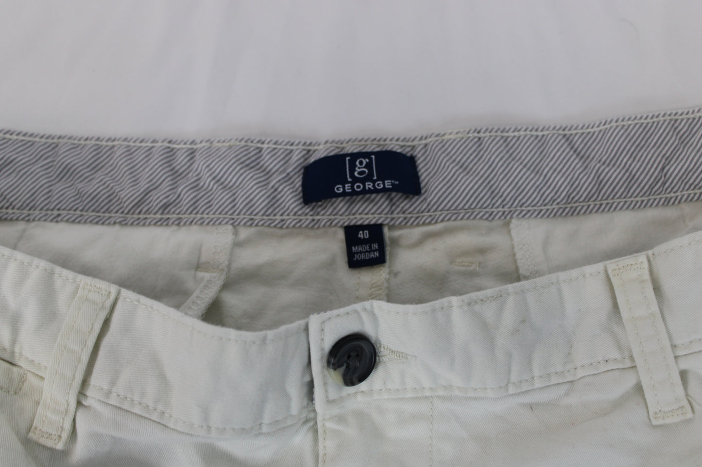 George Flat Front Casual Shorts, White, Men’s 40