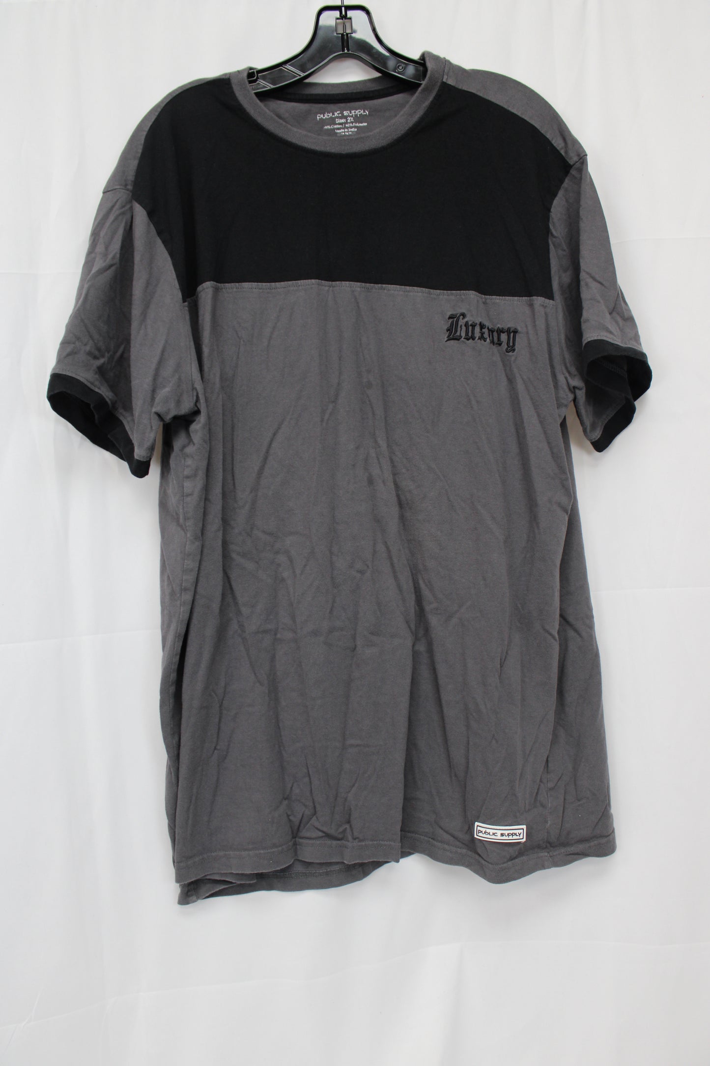 Public Supply Luxury Color Block T-Shirt, Gray/Black, Men’s XXL