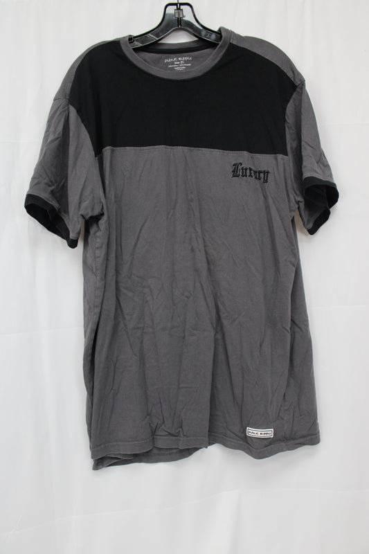 Public Supply Luxury Color Block T-Shirt, Gray/Black, Men’s XXL