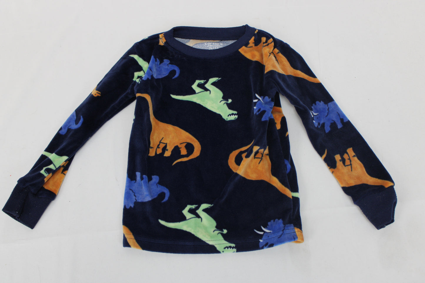 Carter’s Fleece Two Piece Dinosaur Pajama Set, Navy, 2T