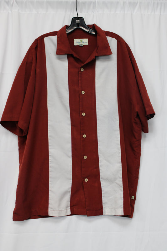Island Shores Button Up Polo, Red/White, Men’s XXL