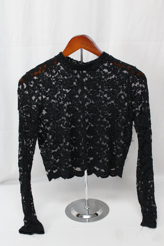 Women’s Long Sleeve Mesh Cropped Shirt, M
