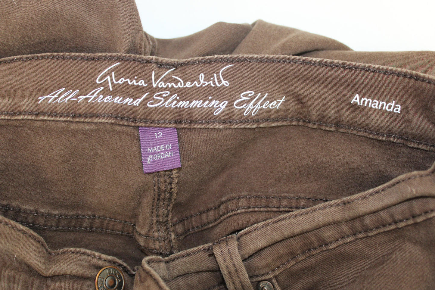 Gloria Vanderbilt All Around Slimming Effect Amanda Pants, Brown, Women’s 12