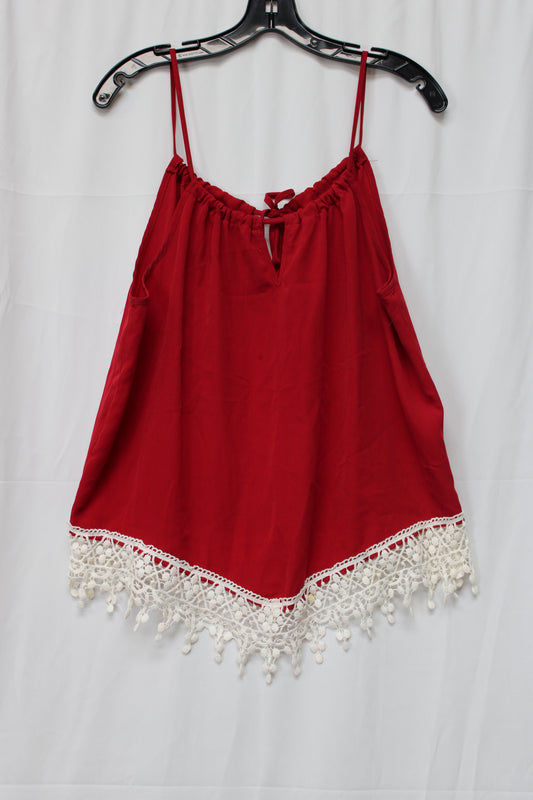 No Boundaries Spaghetti Strap Blouse, Red, Women’s L