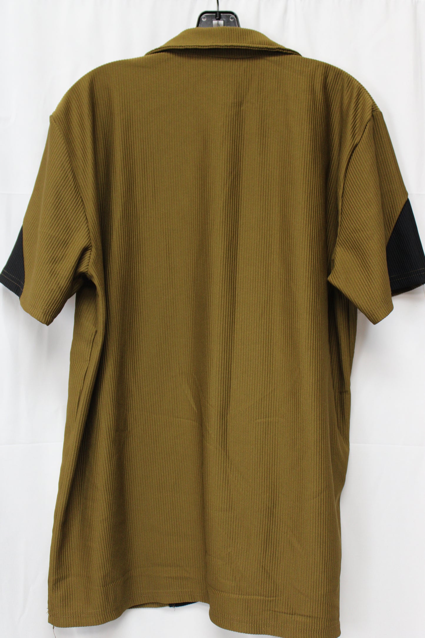 Original Design Short Sleeve Zip-Up Shirt, Brown, Men’s XXXL