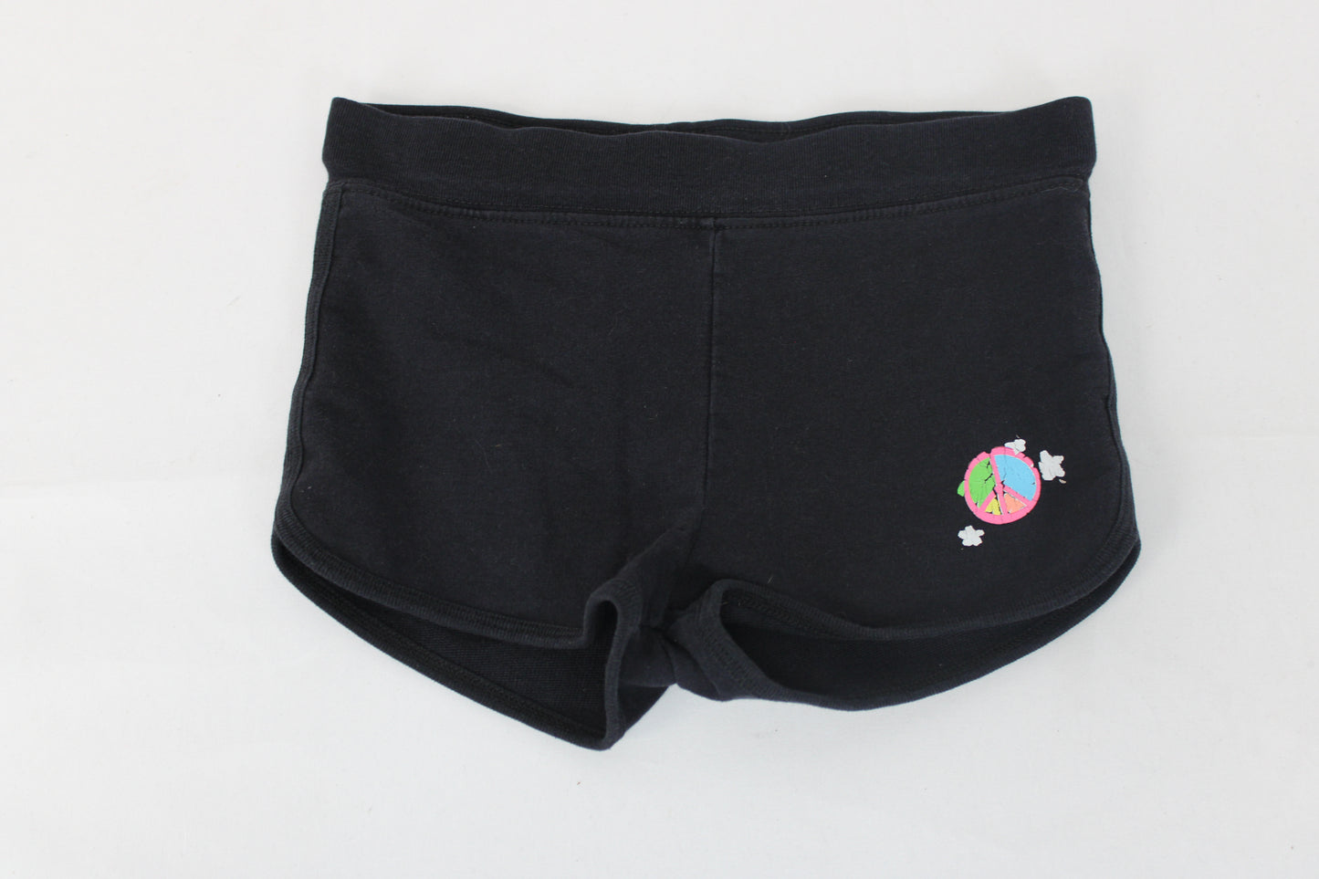 Okie Dokie Peace Sign Shorts, Black, Girls 5T