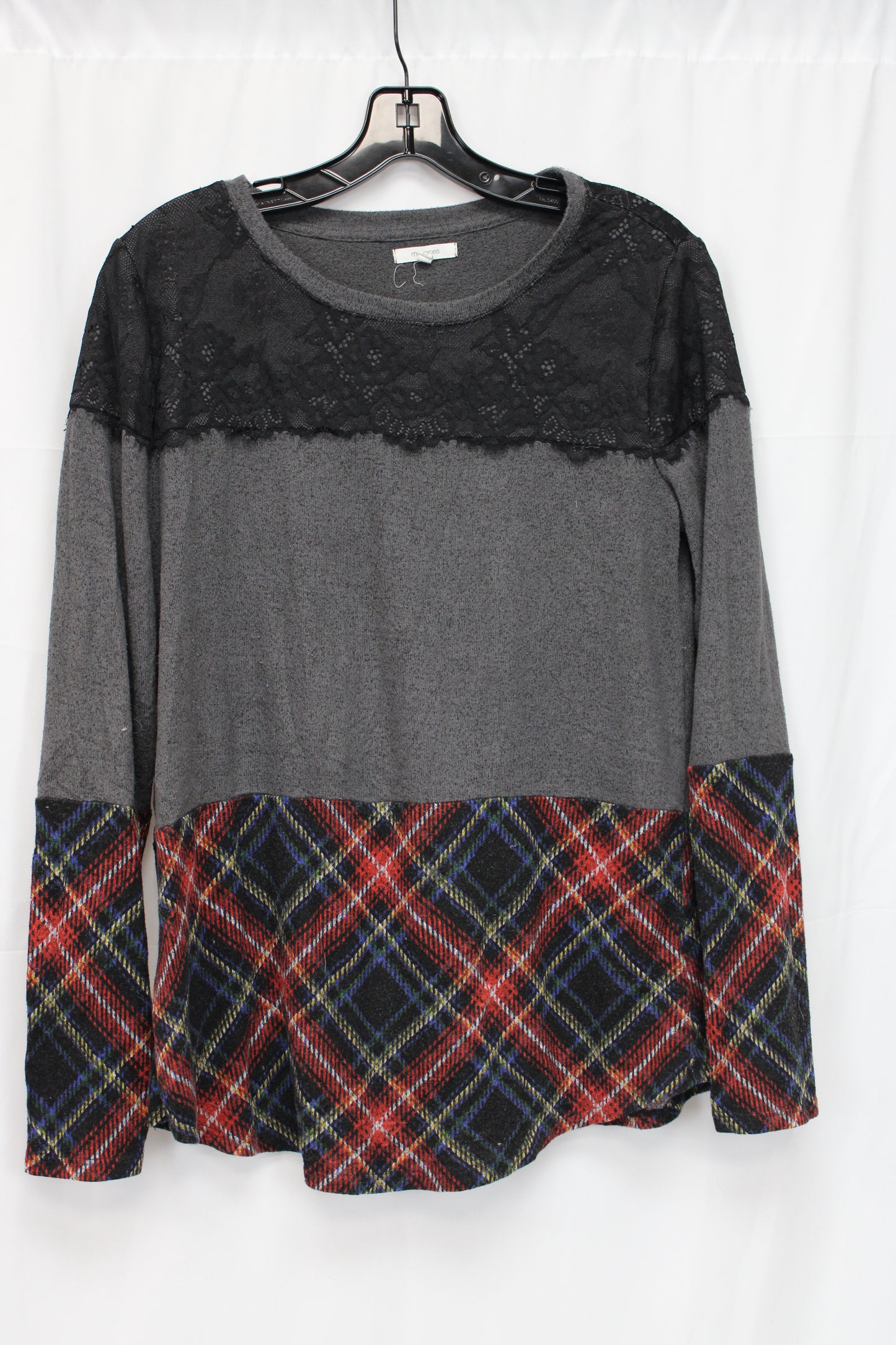 Maurices Long Sleeve Patterned Shirt, Gray, Women’s M