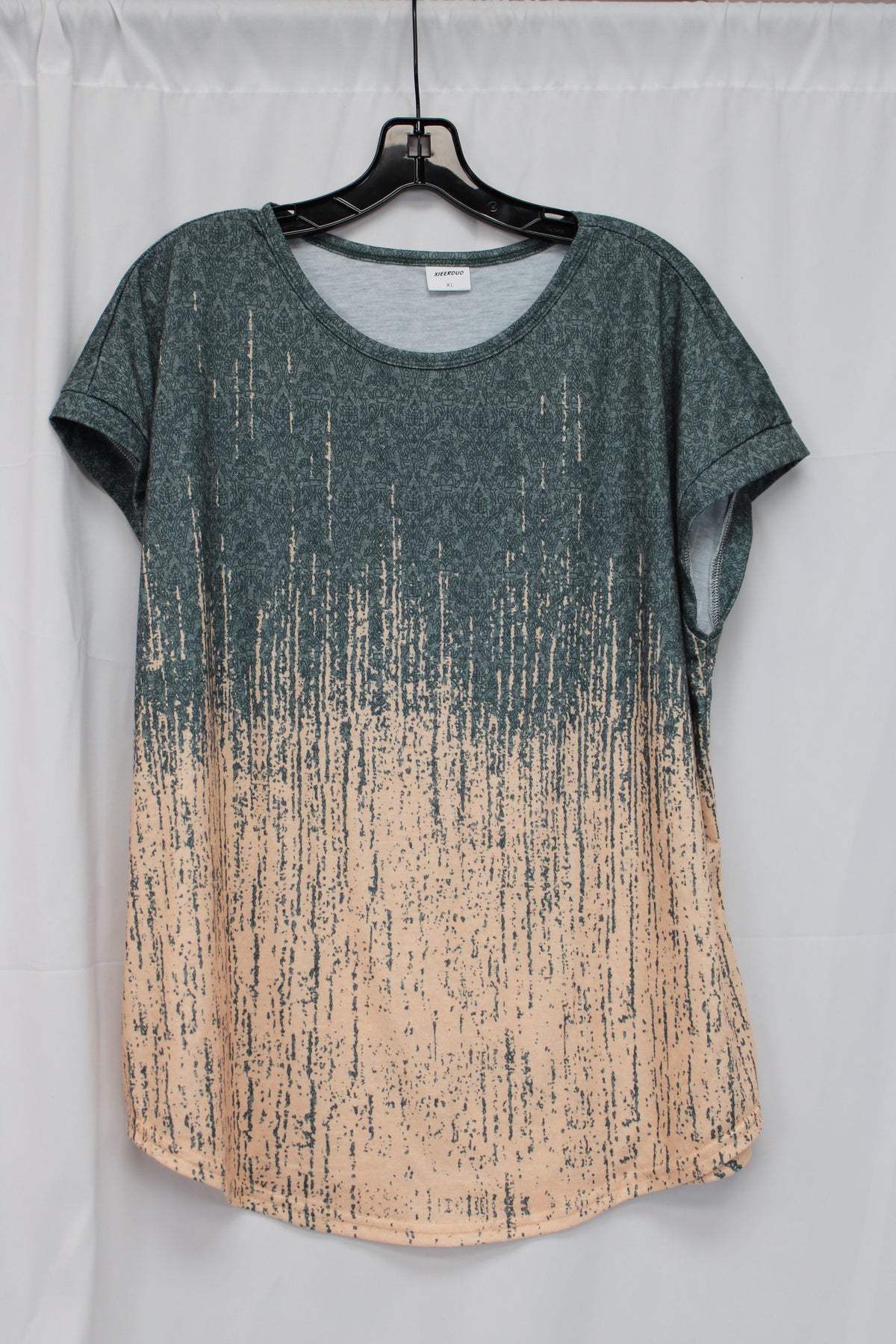 Xieerduo Short Sleeve T-Shirt, Gray/Peach, Women’s XL