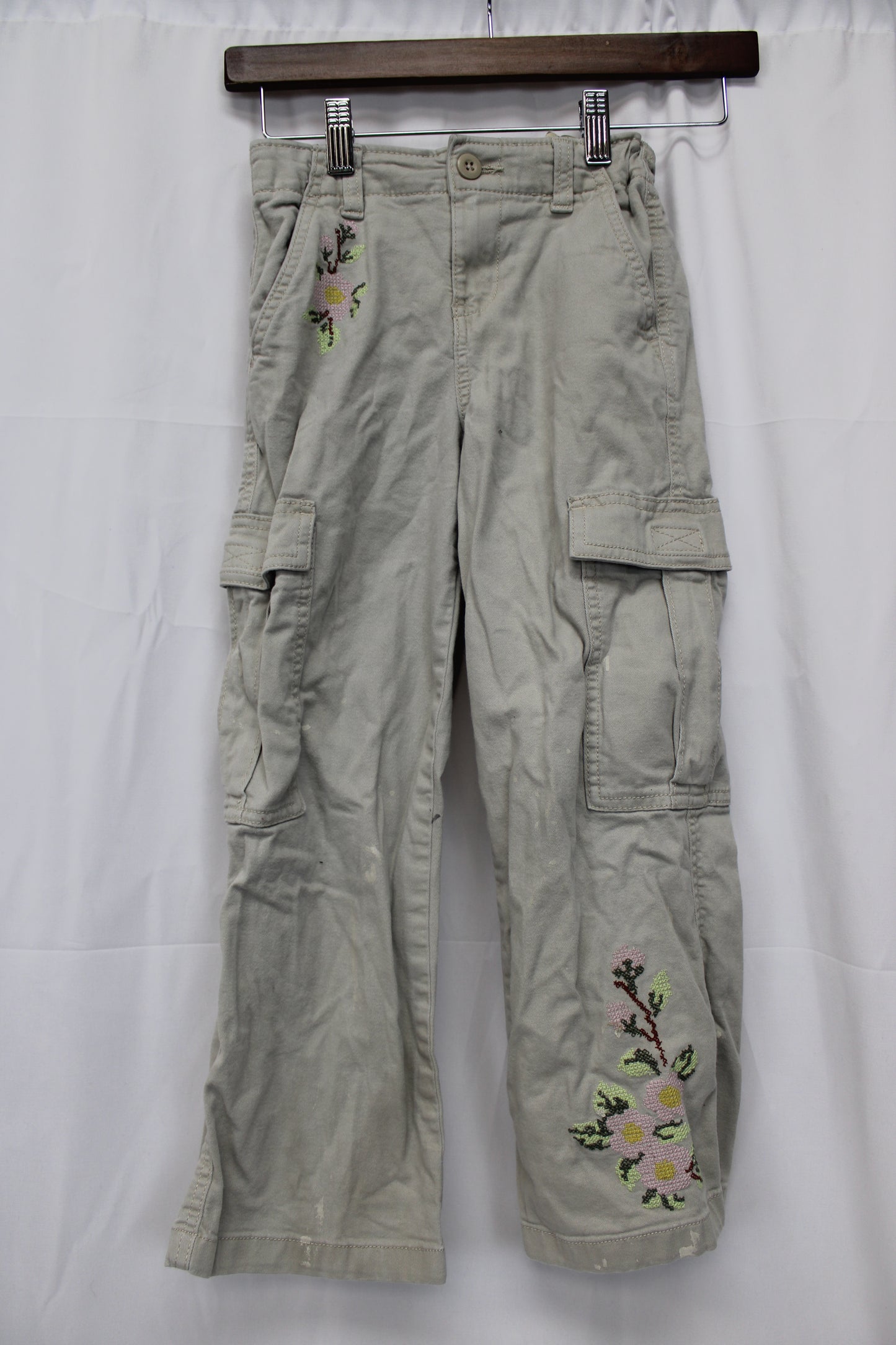 Thereabouts Embroidered Wide Leg Khaki Pants, Youth 7
