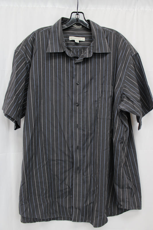 Pronto-Uomo Striped Button Up Shirt, Gray, Men’s XXL