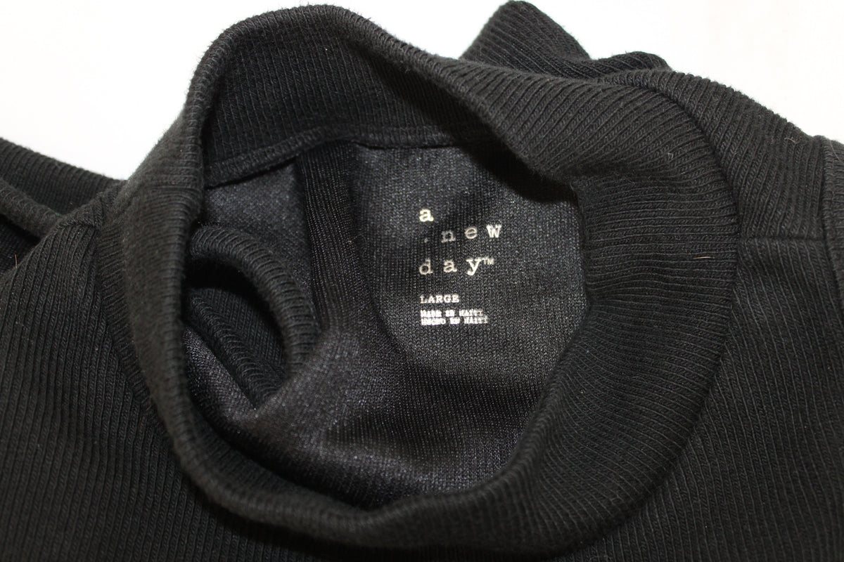 A New Day Mock Turtleneck Cropped Knit Tank Top, Black, Women’s L