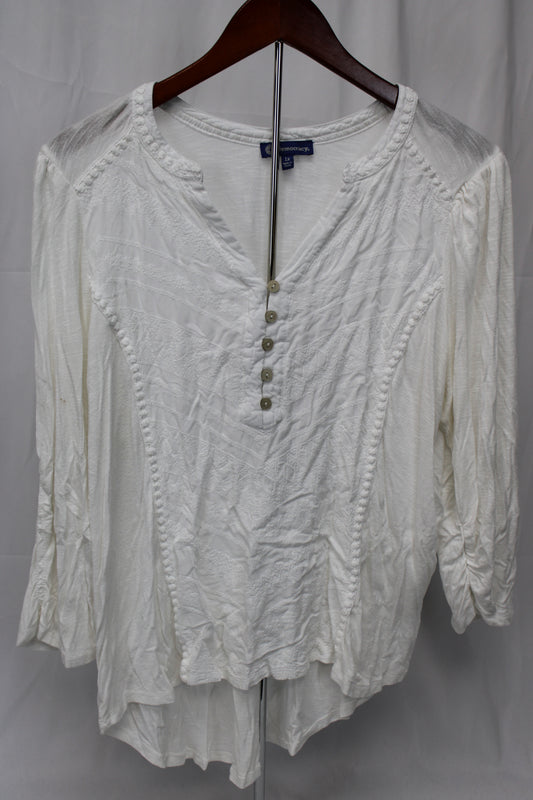 Democracy Flowy Buttoned Blouse, White, Women’s XL