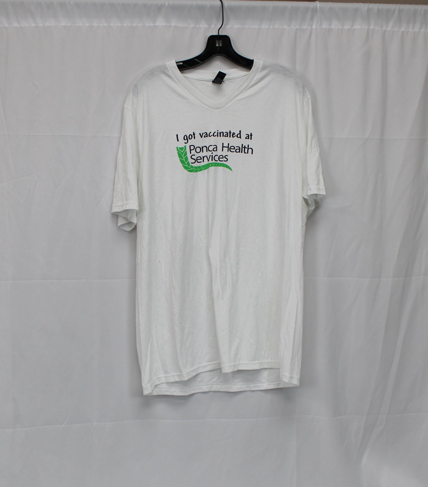 District I Got Vaccinated at Ponca Health Services T-Shirt, White, Men’s XL