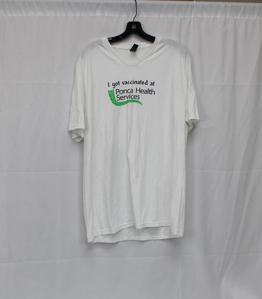 District I Got Vaccinated at Ponca Health Services T-Shirt, White, Men’s XL