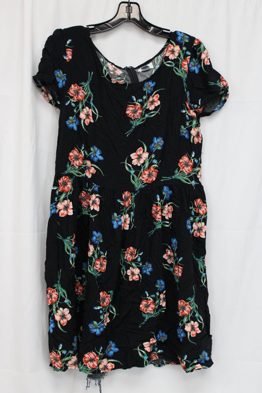Old Navy Floral Short Sleeve Dress, Black, Women’s 14