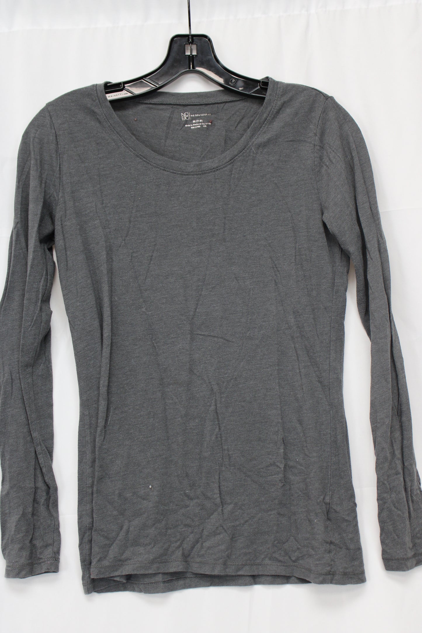 No Boundaries Long Sleeve T-Shirt, Gray, Women’s M