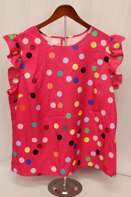 SHEIN Polka Dot Blouse, Pink/Multicolor, Women’s XXL