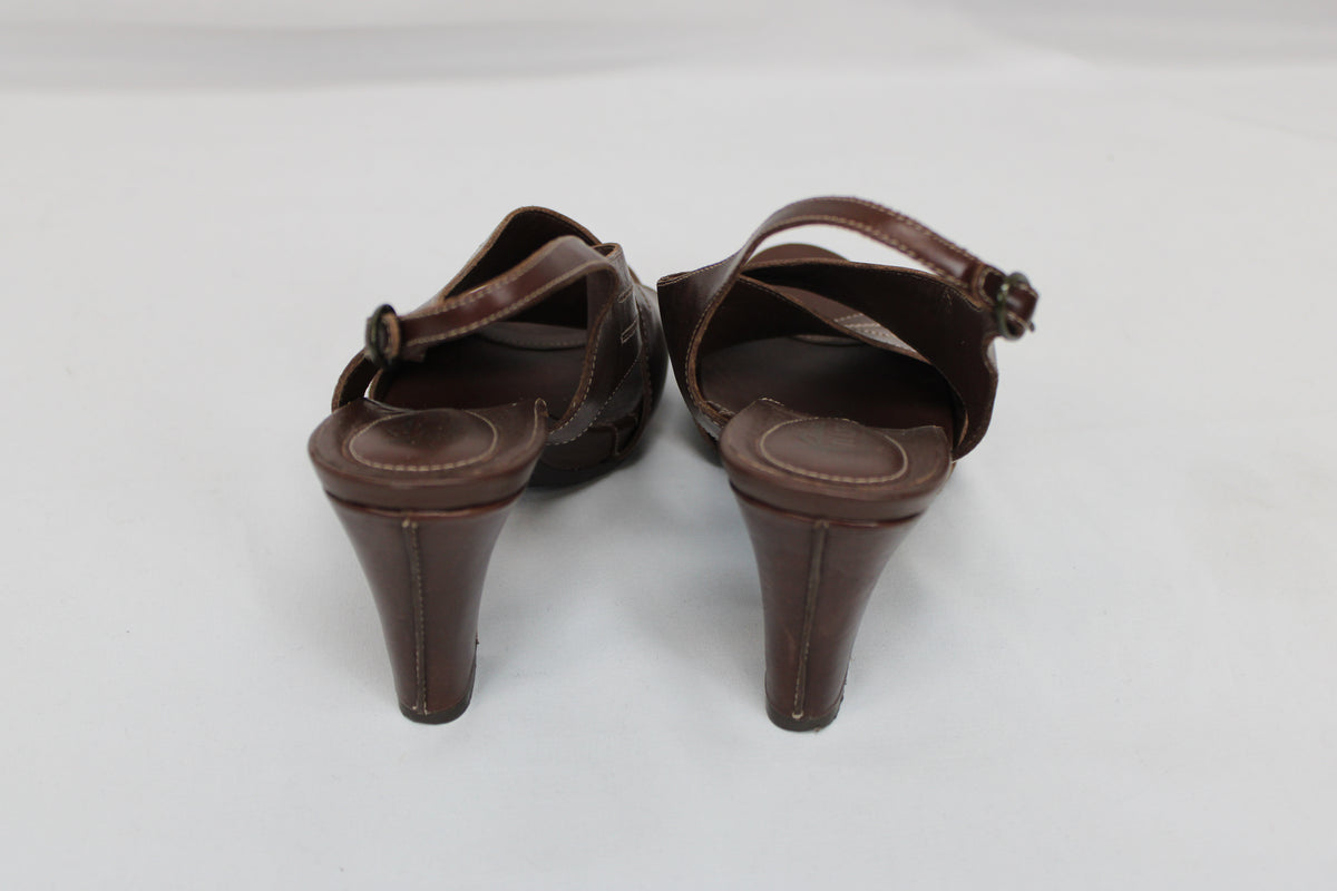 Clarks Artisan Collection Open Toe Heels, Brown, Women’s 8