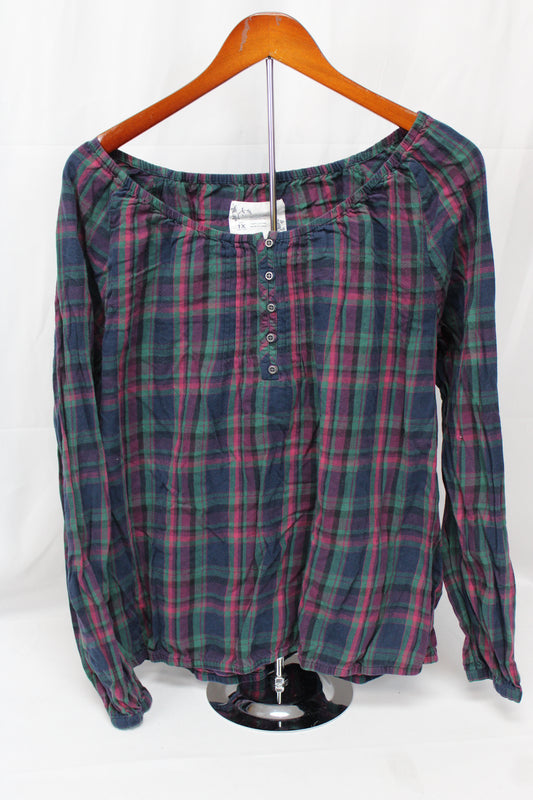 North Crest Relaxed Fit Flannel Blouse, Women’s XL