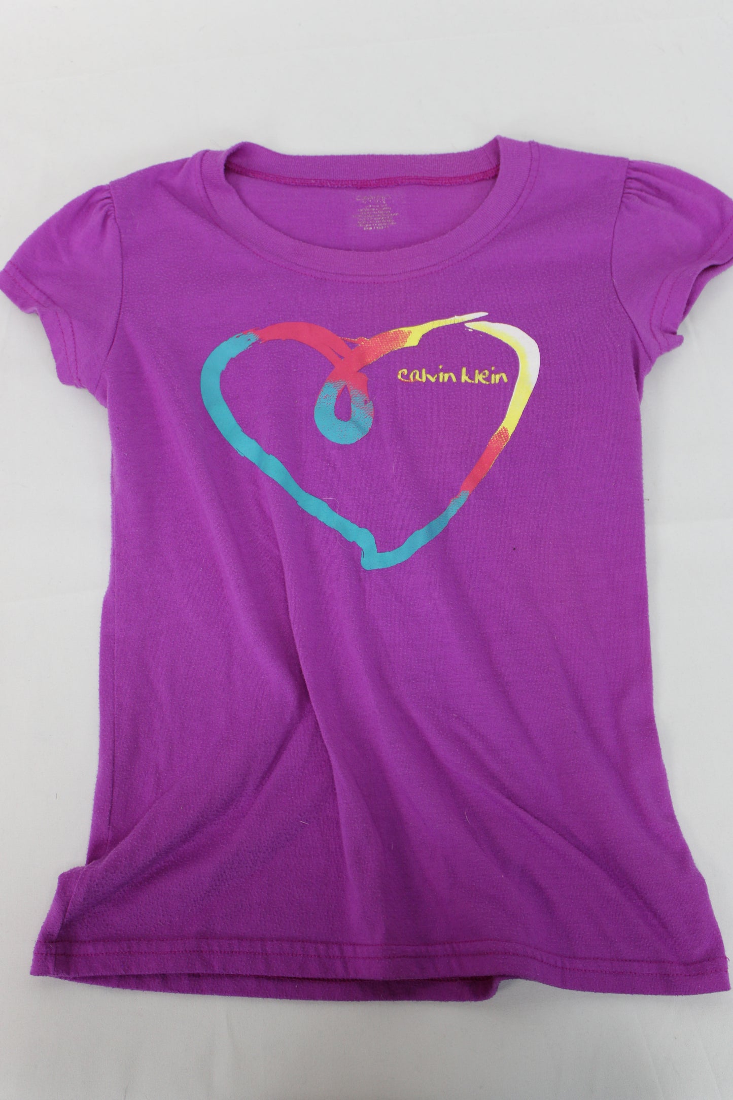 Calvin Klein Rainbow Heart T-Shirt, Purple, Girls M
