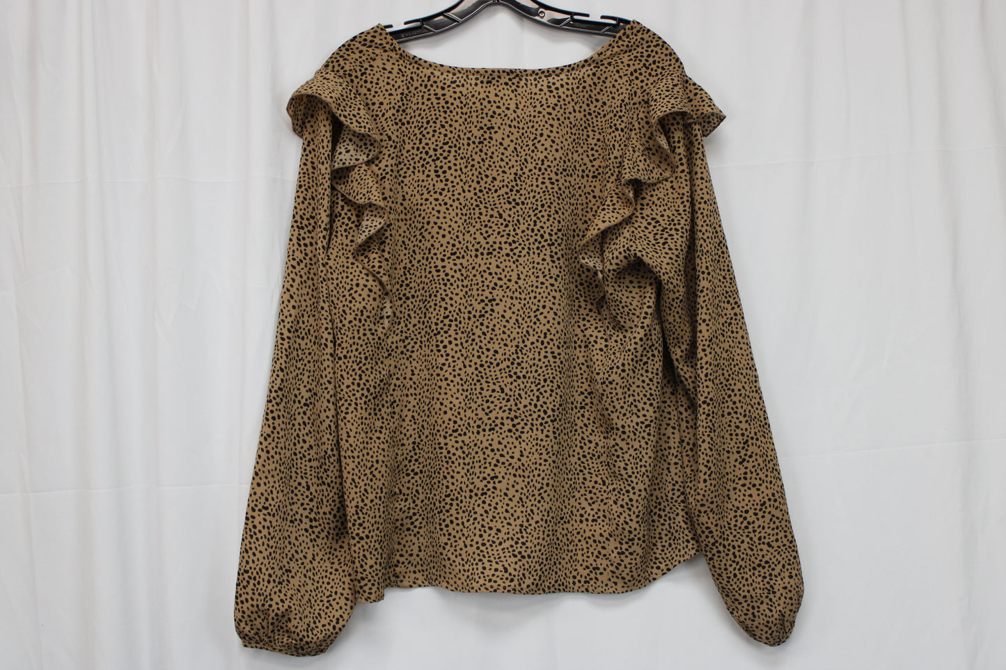 Very J Long Sleeve Leopard Print Blouse, Brown, Women’s L
