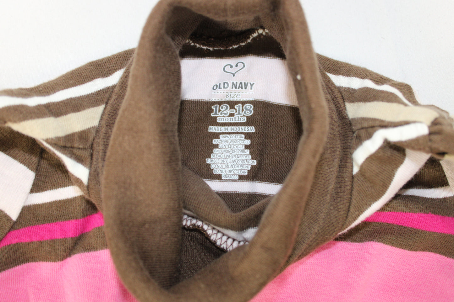 Old Navy Long Sleeve Turtle Neck Striped Dress, Brown/Pink, Infant 12-18M
