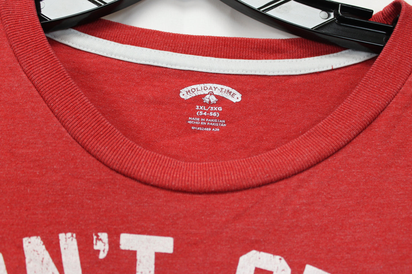 Holiday Time Don’t Stop Believing Santa Short Sleeve Shirt, Red, Men’s XXXL