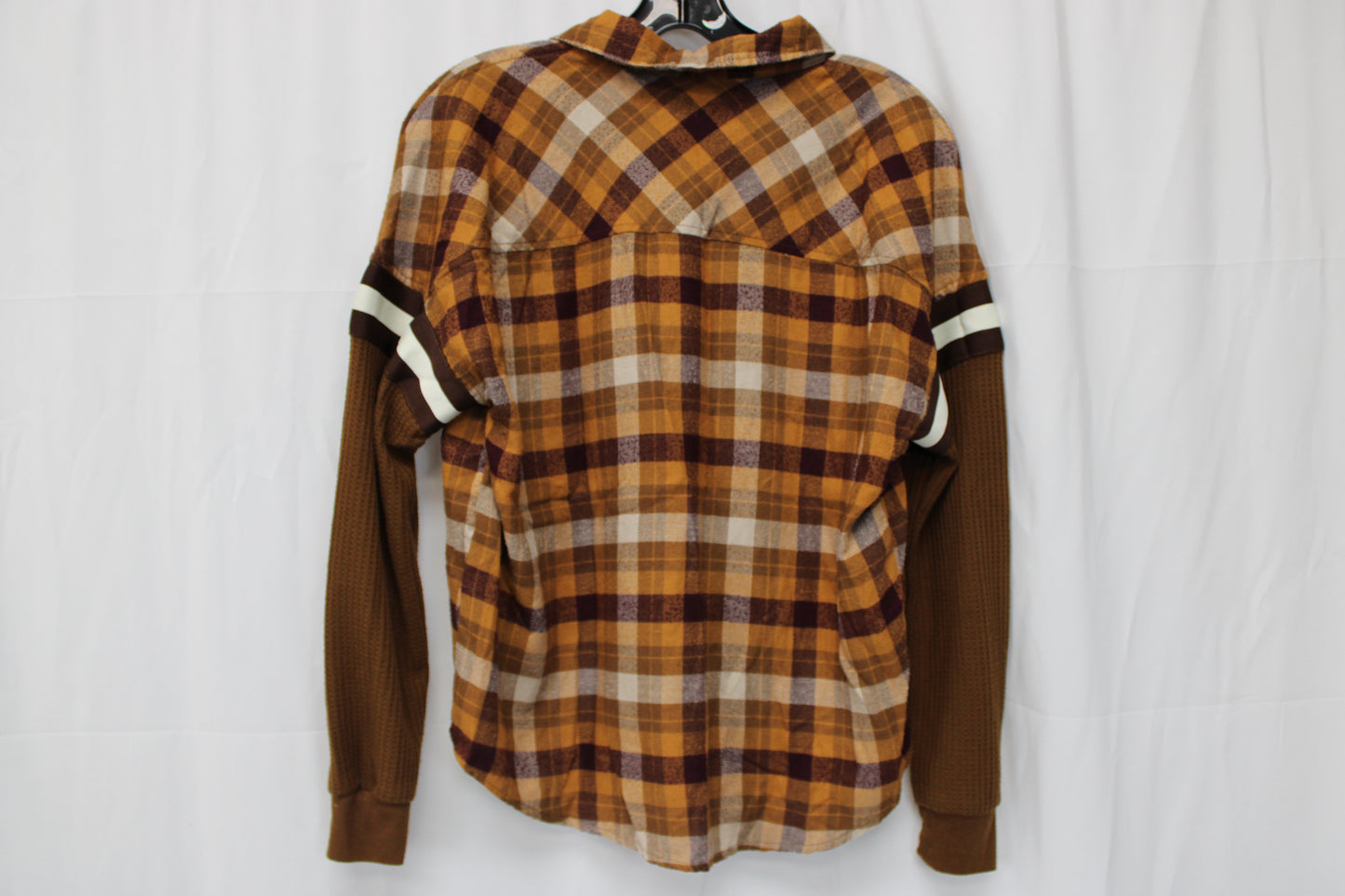 SO Long Sleeve Flannel, Orange/Brown, Women’s S