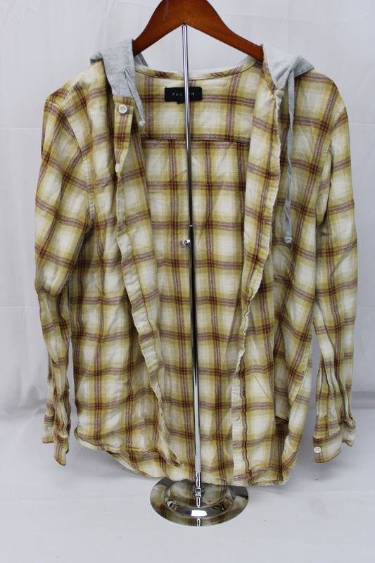 PacSun Hooded Flannel, Yellow, Mens S